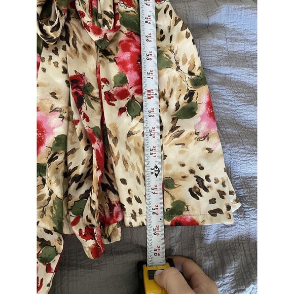 Vintage Secret Treasures Satin Robe 3XL Rose and Leopard Print Lace Trim - Picture 8 of 8